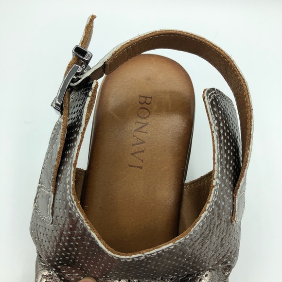 Bonavi | Shoes | Bonavi Silver Like New Open Toed Block Heel | Poshmark